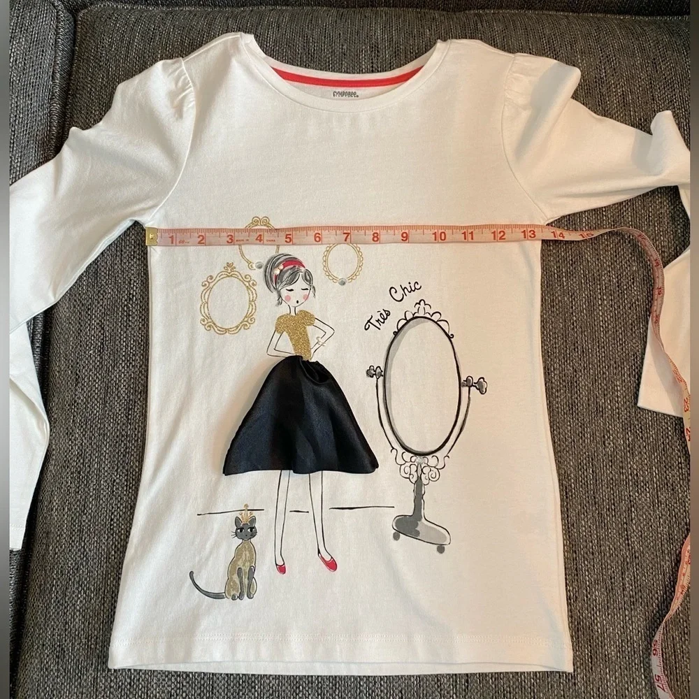 Gymboree Tres Chic white long sleeve shirt size 10 girly